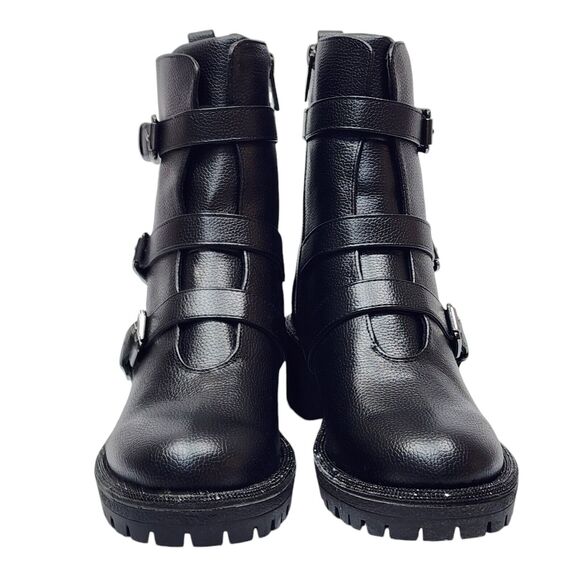 KENNETH COLE REACTION Tate Biker Jewel Lug Sole Booties Size 7.5 M Black - Picture 5 of 14